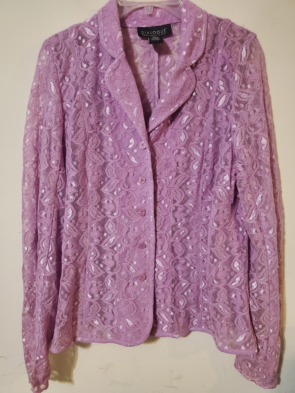 Y2k Lavender Lace Button-Front Top Sz M Whimsy Fairy
